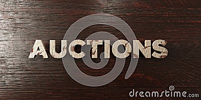 Auctions - grungy wooden headline on Maple - 3D rendered royalty free stock image Stock Photo