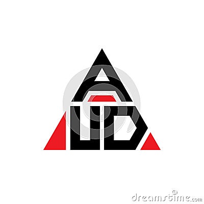 AUD triangle letter logo design with triangle shape. AUD triangle logo design monogram. AUD triangle vector logo template with red Vector Illustration