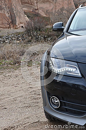 Audi a4 allroad photo shoot and cappadocia fairy chimneys in nevsehir Turkey Editorial Stock Photo