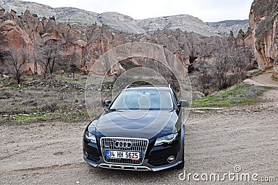 Audi a4 allroad photo shoot and cappadocia fairy chimneys in nevsehir Turkey Editorial Stock Photo