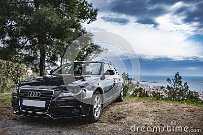 Audi A4 with the sea in the background Editorial Stock Photo