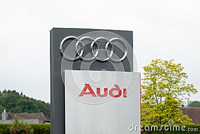 Audi Sign and Logo Editorial Stock Photo