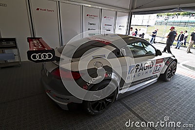 Audi Sport car with starting number 12 in the backstage Editorial Stock Photo