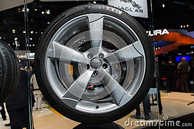 Audi Wheel on display Editorial Stock Photo