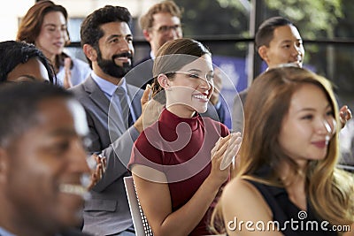 Audience applauding at a business seminar, close up Stock Photo