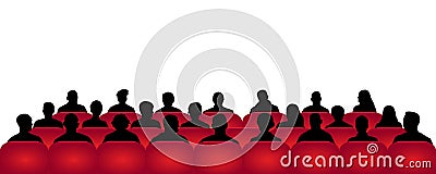 Audience cinema, theater. Crowd of people in the auditorium, silhouette vector, spectators Vector Illustration