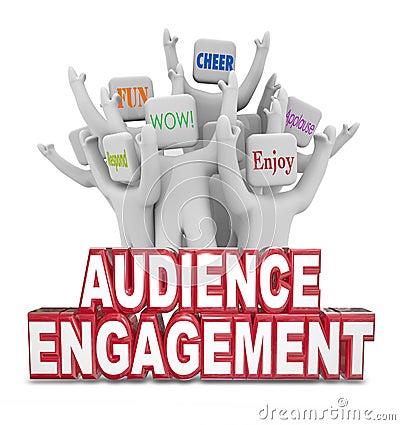 Audience Engagement Cheering People Customers Words Stock Photo
