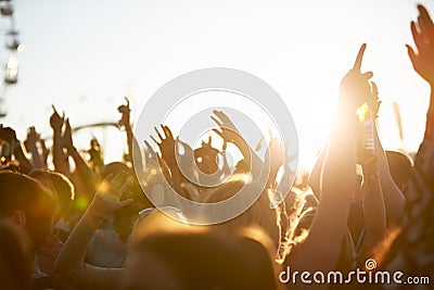 Audience At Outdoor Music Festival Stock Photo