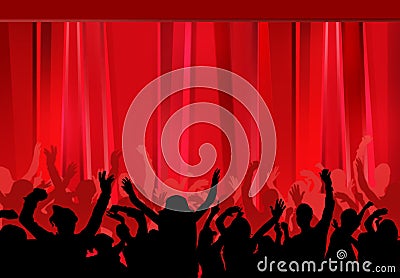 Audience red curtains,people background party Stock Photo