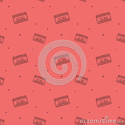 Audio Analogue Cassette Retro Seamless Pattern Stock Photo