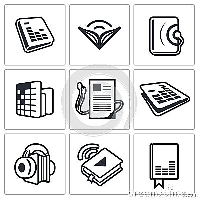 Audio book icon collection Stock Photo