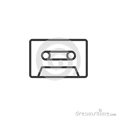 Audio cassette line icon, outline vector sign, linear style pictogram isolated on white. Vector Illustration