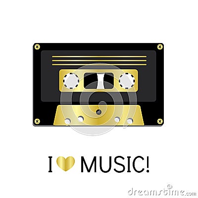 Audio cassette old tape painted in a flat style. Vector illustration. Retro and vintage. Vector Illustration