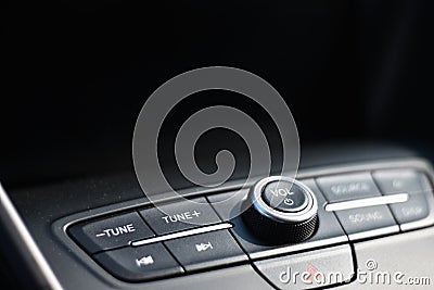 Audio control in a car with a black background for copy space Stock Photo