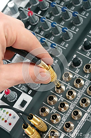 Audio control console Stock Photo