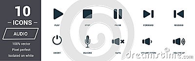 Audio controls icons set. Premium quality symbol collection. Audio controls icon set simple elements. Ready to use in web design, Stock Photo