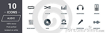 Audio controls icons set. Premium quality symbol collection. Audio controls icon set simple elements. Ready to use in web design, Stock Photo