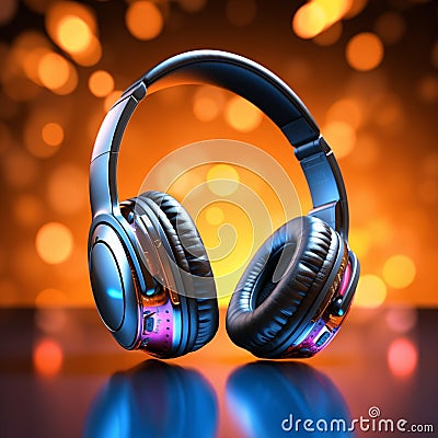 Audio delight Headphones on background, ideal for vibrant music banners Stock Photo