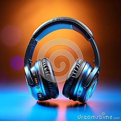 Audio delight Headphones on background, ideal for vibrant music banners Stock Photo