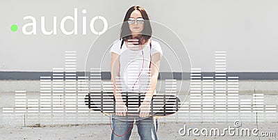 Audio Digital Equalizer Music Tunes Sound Wave Graphic Concept Stock Photo