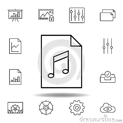 audio document file paper outline icon. Detailed set of unigrid multimedia illustrations icons. Can be used for web, logo, mobile Cartoon Illustration