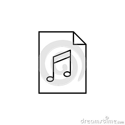 Audio document file paper outline icon. Signs and symbols can be used for web, logo, mobile app, UI, UX Vector Illustration