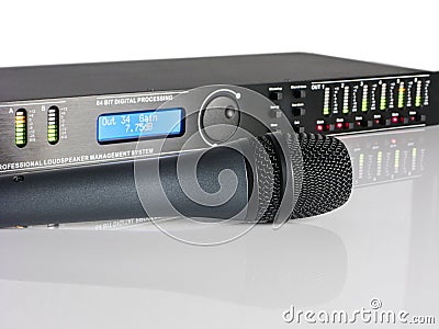 Audio DSP with LCD Display, Led Diods And Microphone Stock Photo