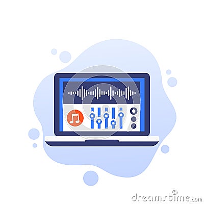 audio editing and sound production vector icon Vector Illustration