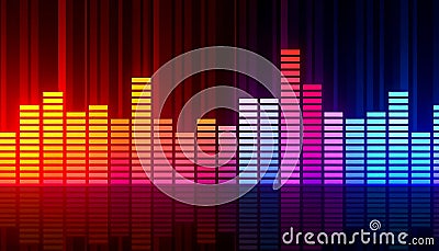 Audio Equalizer Bars Graphic, Music Visualizer and Sound Design Tool Generative AI Stock Photo