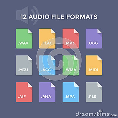 Audio File Formats Vector Illustration