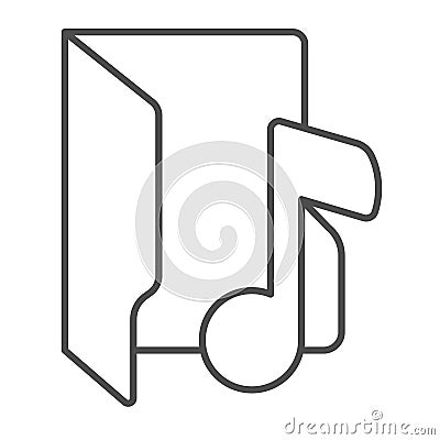 Audio folder thin line icon, windows pack concept. Vector graphics. Folder with music note, sound multimedia sign on Vector Illustration