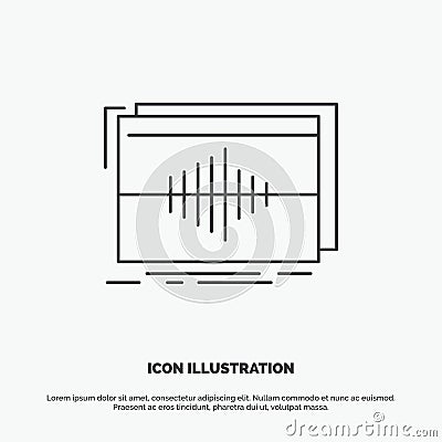 Audio, frequency, hertz, sequence, wave Icon. Line vector gray symbol for UI and UX, website or mobile application Vector Illustration
