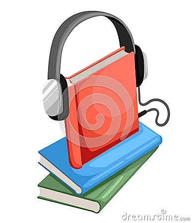 Audio guide or audio book icon Flat design style illustration. Cartoon Illustration