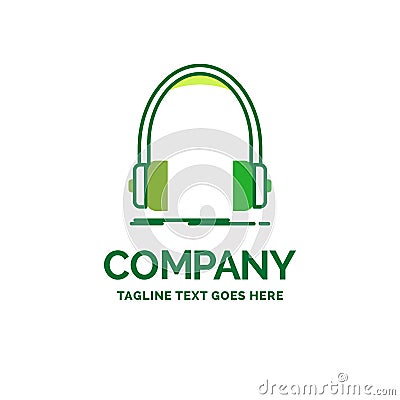 Audio, headphone, headphones, monitor, studio Flat Business Logo Vector Illustration