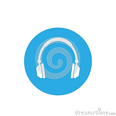 Audio headphones icon. Vector illustration, flat design. Cartoon Illustration