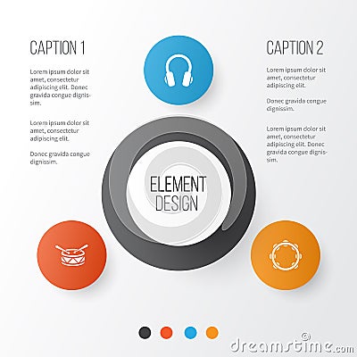 Audio Icons Set. Collection Of Earphone Vector Illustration