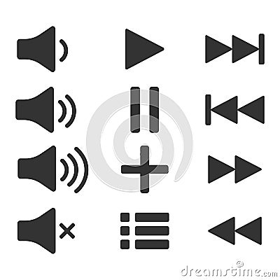 Audio icons. Sound buttons. Play button. Pause sign. Symbol for web or app. Vector Illustration