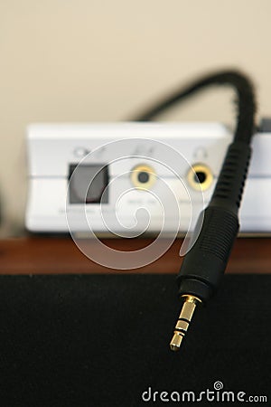 Audio jack with cable Stock Photo