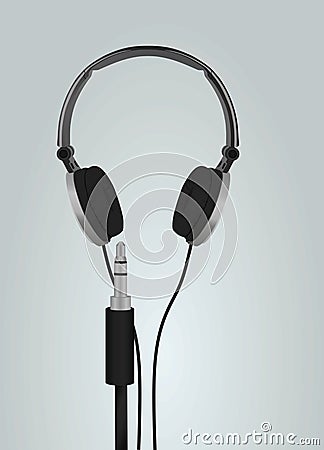 Audio jack and grey earphones Vector Illustration