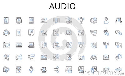 Audio line icons collection. Shipment, Logistics, Port, Export, Import, Carrier, Freight vector and linear illustration Vector Illustration