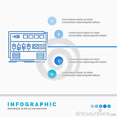 Audio, mastering, module, rackmount, sound Infographics Template for Website and Presentation. Line Blue icon infographic style Vector Illustration