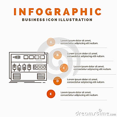 Audio, mastering, module, rackmount, sound Infographics Template for Website and Presentation. Line Gray icon with Orange Vector Illustration