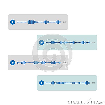 Audio message templates. Social media. Voice messages chat. Vector Vector Illustration