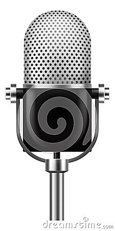 Audio mic. Sound record device. Realistic microphone Vector Illustration