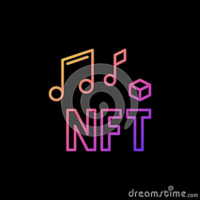Audio or Music NFT Non-Fungible Token vector colored outline icon Vector Illustration