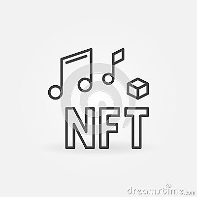 Audio NFT vector concept line icon or Non-Fungible Music Token symbol Vector Illustration