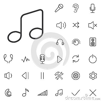 Audio outline, thin, flat, digital icon Vector Illustration