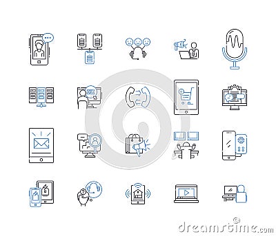 Audio production line icons collection. Mixing, Mastering, Recording, Editing, Foley, Compression, EQ vector and linear Vector Illustration
