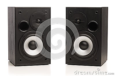 Audio sound speakers, isolated on white Stock Photo