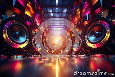 Audio Speaker, Music column, sub-woofer. Concept online music, radio, Disco Party. mobile music app. song Stock Photo